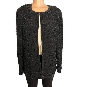 COTE D' AZUR Vintage Evening Black Vintage Gorgeous Beaded Silk Jacket